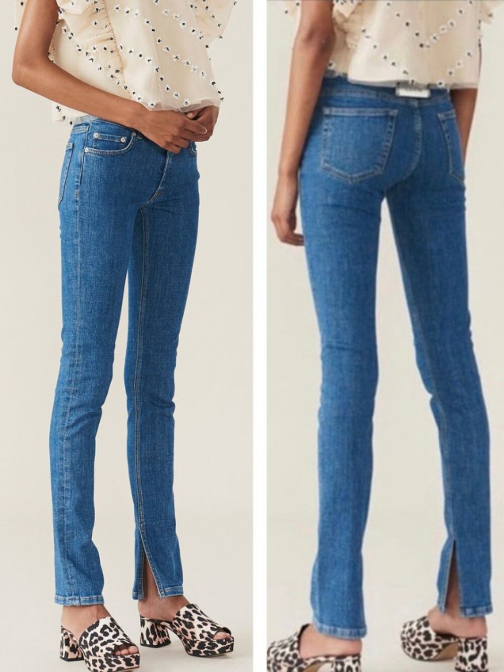 Ganni Mid Rise Side Split Hem Slim Jean
